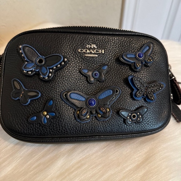 Coach Crossbody Pouch in Pebble Leather with Butterfly Appliqué - Picture 11 of 12